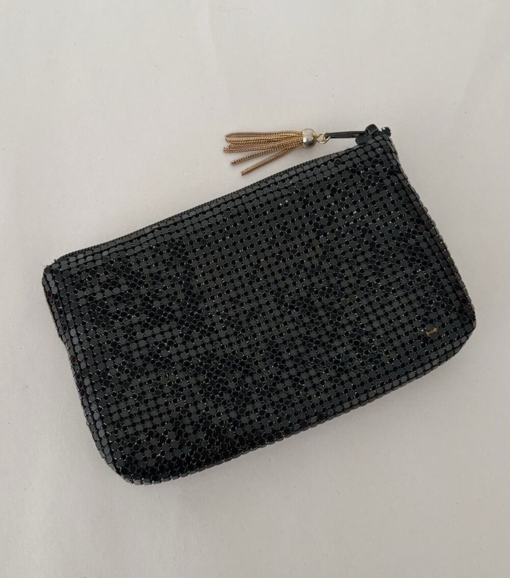 Black Vintage Metal Mesh Zip Small Coin Purse